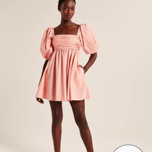 Abercrombie Ruched Bodice Puff Sleeve Mini Dress